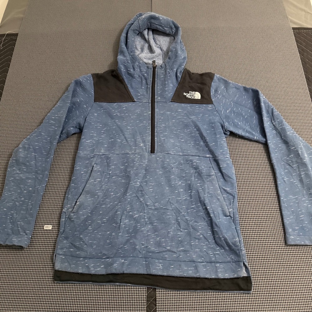 The North Face Boys XL 18/20 Blue Space Dye Quarter Zip Hoodie Pullover 0837